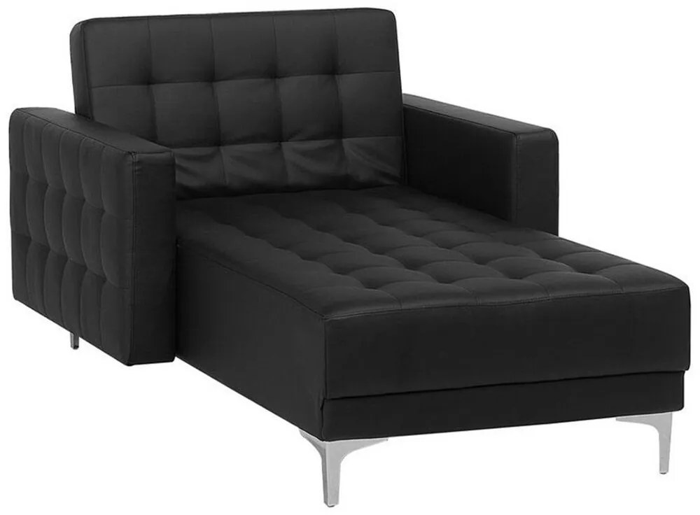 Chaise longue in pelle sintetica nera ABERDEEN Beliani