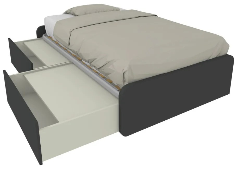864C - Letto cameretta 120x190 1piazza e mezza con cassettoni estraibili e testate personalizzabili.Rete inclusa