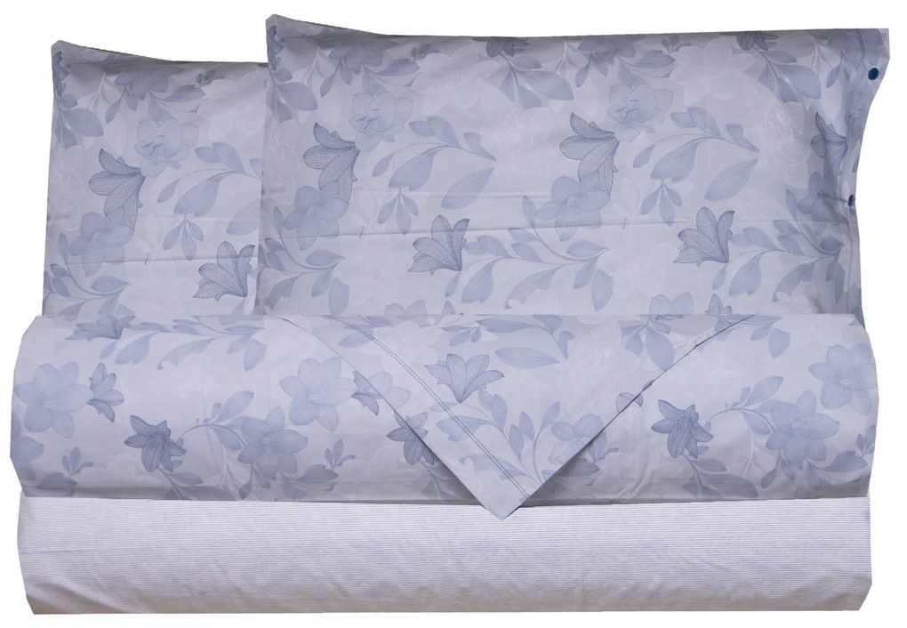 Completo letto matrimoniale gigli azzurro