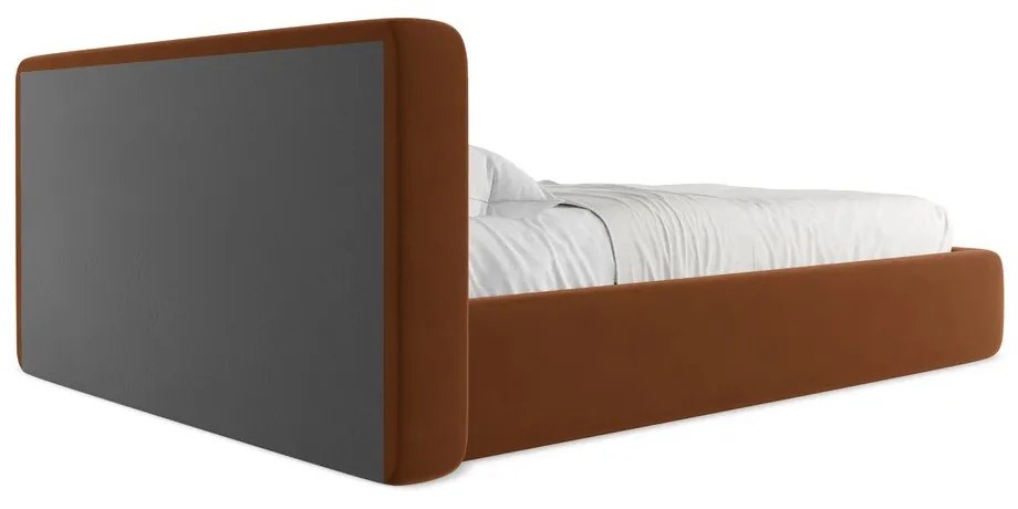 Letto matrimoniale imbottito in terracotta con contenitore con griglia 140x200 cm Kiana - Makamii