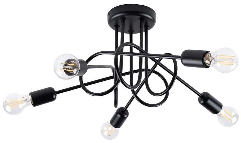 Sollux SL.1435 - Lampadario a plafone LOOP 5xE27/15W/230V nero