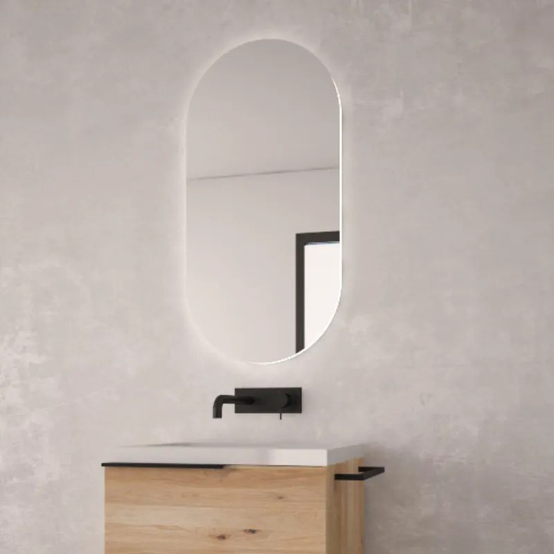 Specchio ovale retroilluminato LED 50x100