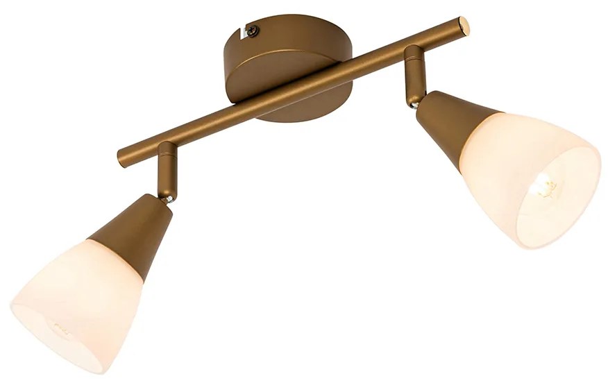 Faretto da soffitto classico oro con vetro satinato 2 luci - Madi
