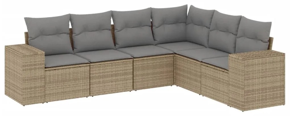 Set Divano da Giardino 6 pz con Cuscini Beige in Polyrattan