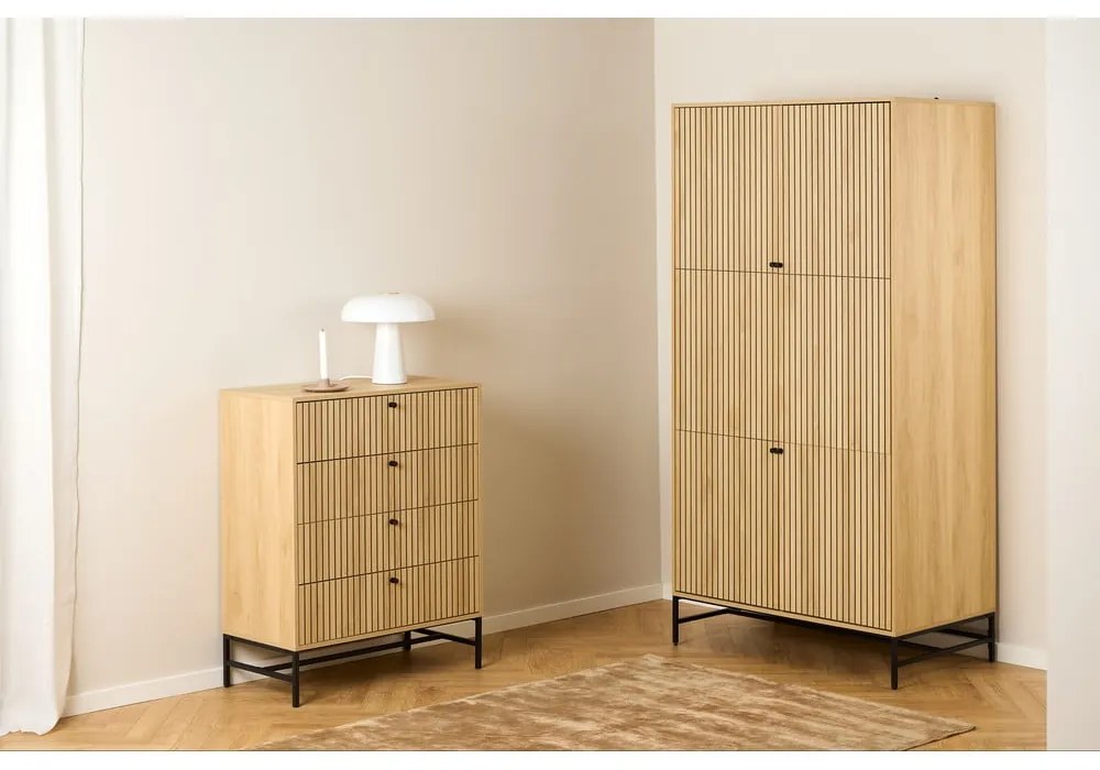 Armadio effetto rovere in colore naturale 99x200x60 cm Albany - Actona