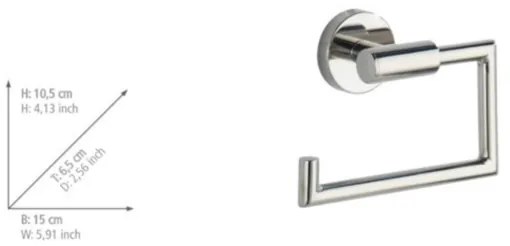 WENKO 20216100 - Porta carta igienica BOSIO SHINE 15 x 10,5 cm, in acciaio inossidabile finitura argento
