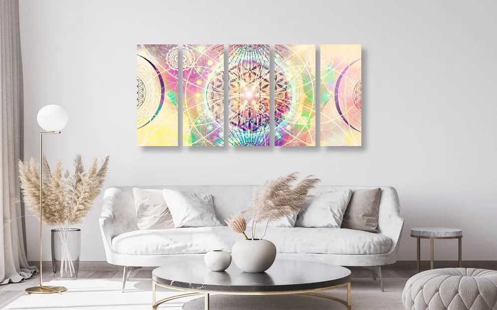 Quadri 5 pezzi – Mandala in versione interessante
