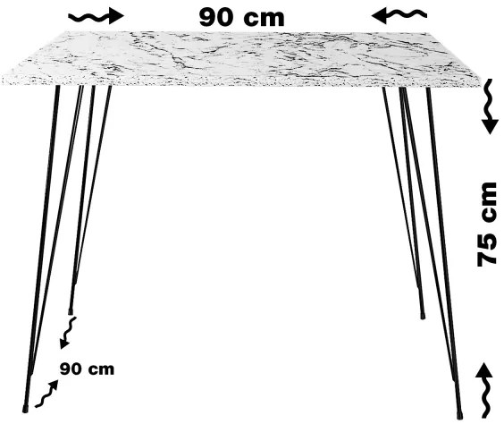 Tavolo da pranzo SANDALF 75x90 cm bianco/nero