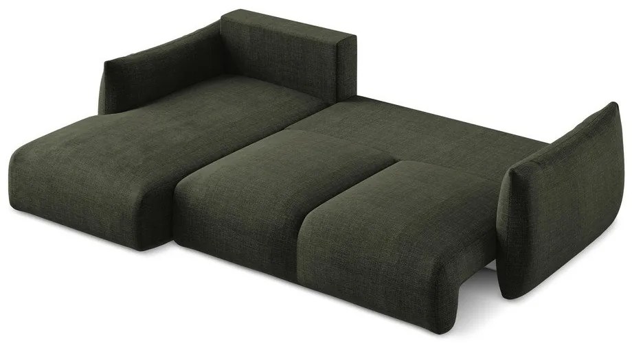 Divano angolare verde allungabile (con penisola a sinistra/con chaise lounge) Leila – Makamii