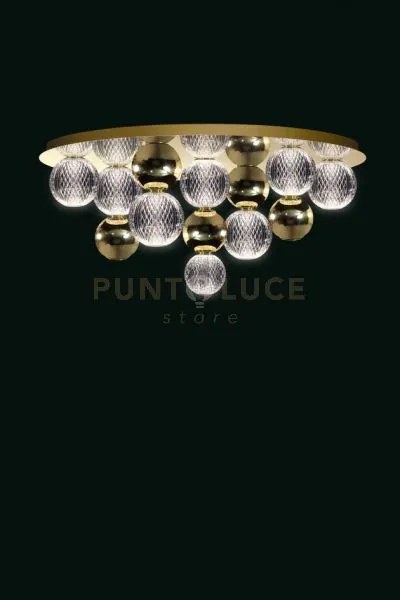 Brillante plafoniera oro satinato con sfere oro lucido, led 40w, lu...