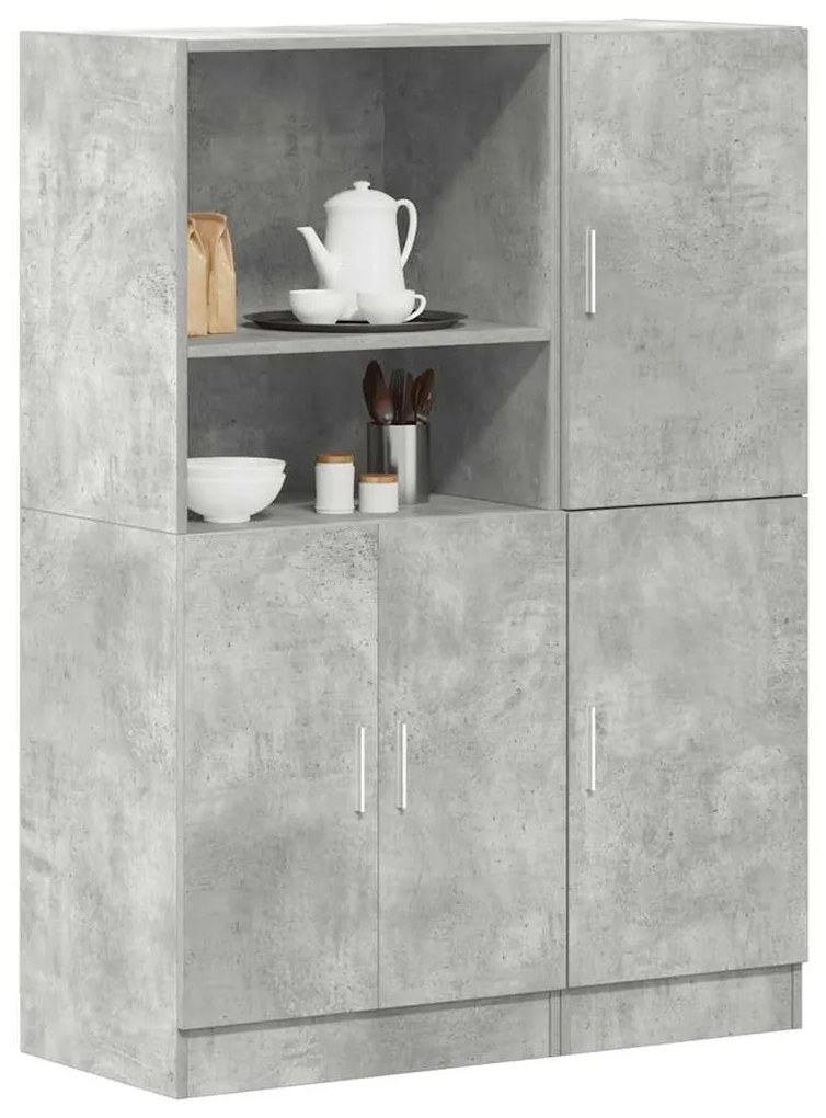 Set Di Mobili Da Cucina 2 Pz Grigio Cemento İn Truciolato /