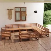 Set Divani da Giardino 13 pz Marrone Miele in Massello di Pino 3075962