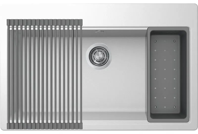 Lavello 1 vasca in quarzo bianco ELLECI L 79 x L 51 cm