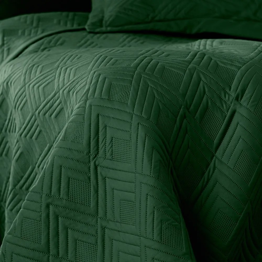 Copriletto verde scuro in microfibra con rivestimento trapuntato 220x240 cm Ophelia – Restilo