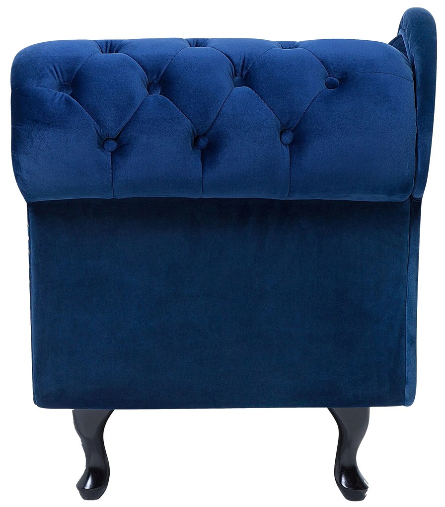 Chaise longue destra in velluto blu NIMES Beliani