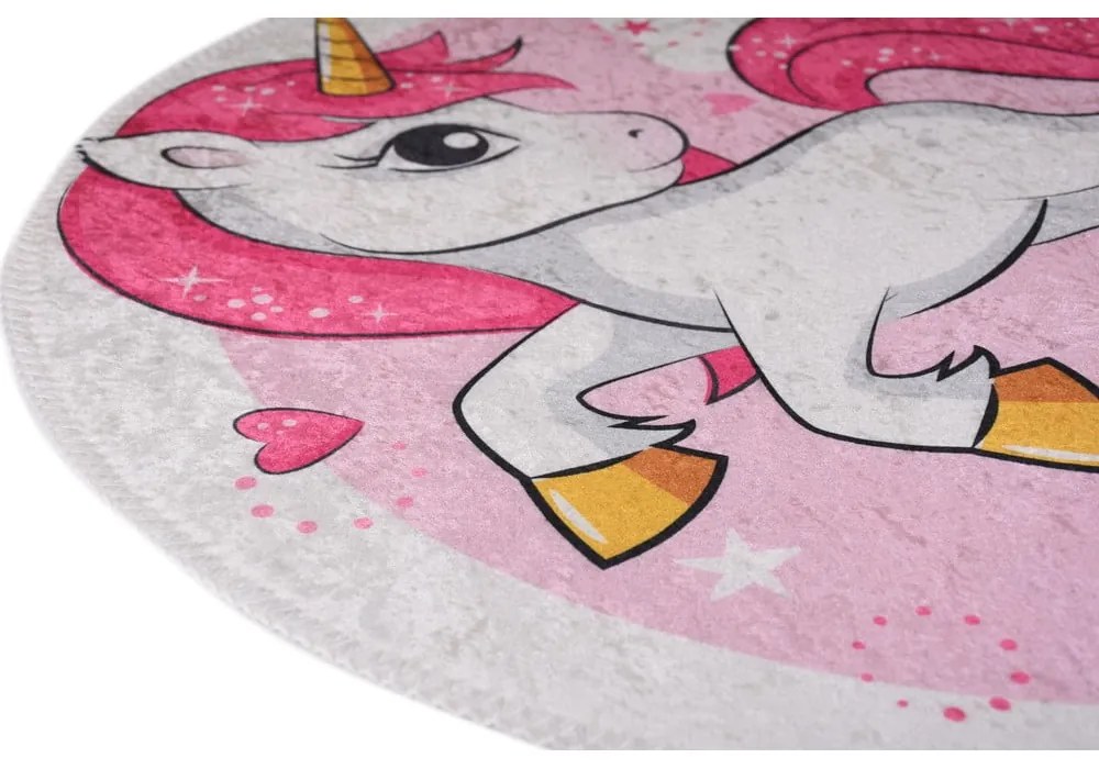 Tappeto per bambini rosa lavabile ø120 cm Pink Unicorn – Vitaus