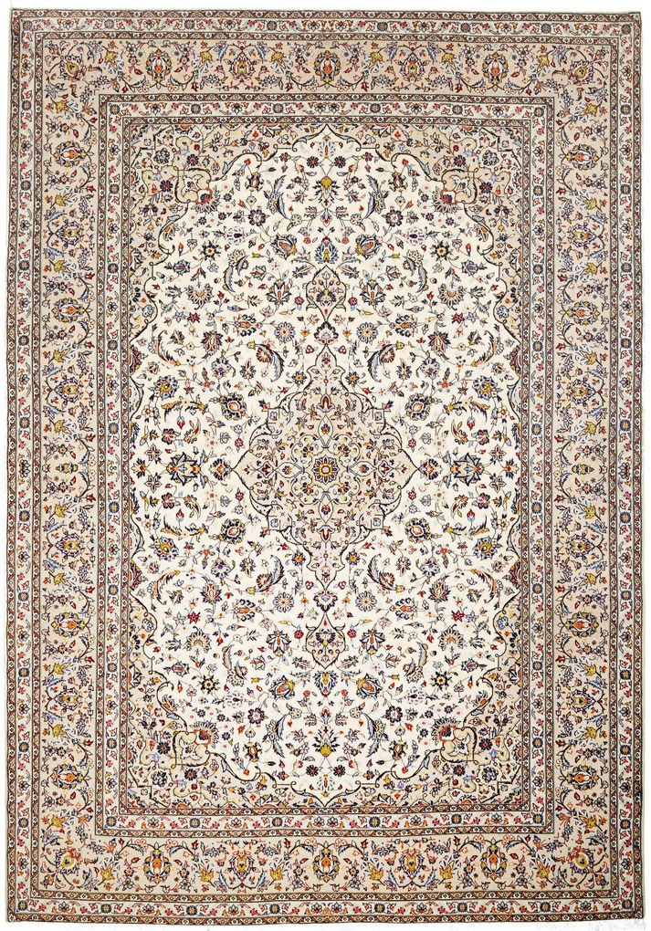 Kashan Tappeto persiano 350x250 Beige (Iran) Annodato A Mano