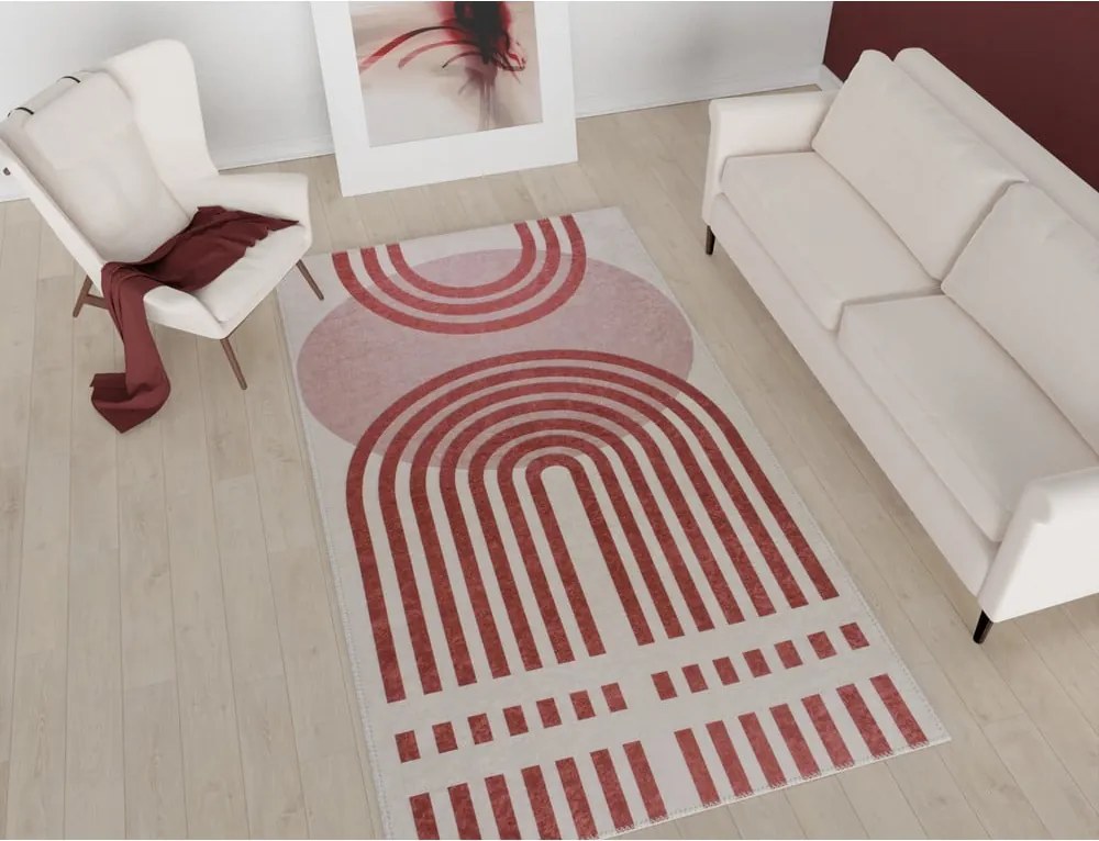 Tappeto lavabile rosso/bianco 50x80 cm - Vitaus