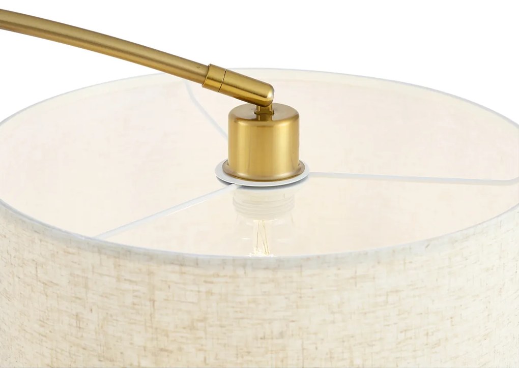 Lampada ad arco moderna ottone con paralume beige - Vinossa