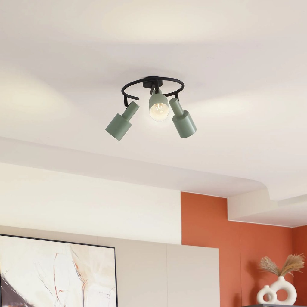 Lindby fatto da soffitto Ovelia, verde/nero, a 3 luci, E27