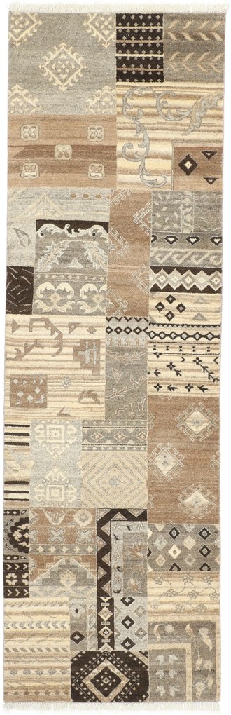 Patchwork Tappeto orientale 80x250 (Indian) Annodato A Mano