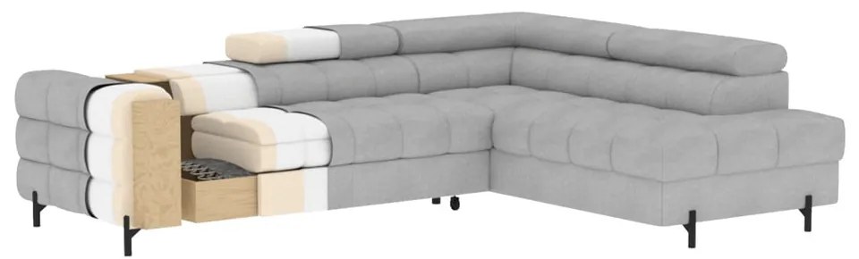 Divano angolare color crema allungabile/con contenitore (con penisola a destra/a L) e rivestimento in bouclé Ferucce – ELTAP