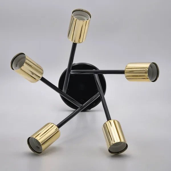 Lampadario a sospensione con supporto rigido PRIYA 5xE27/15W/230V nero