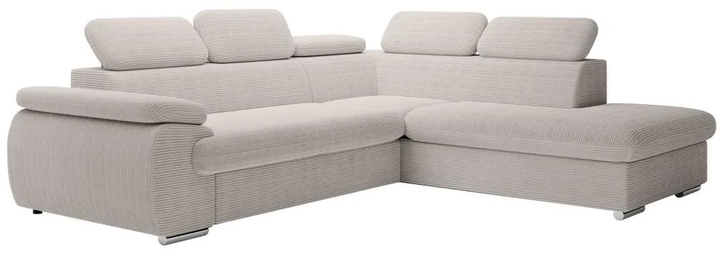 Divano letto in Velluto a coste Beige - Angolo a destra - FABIEN