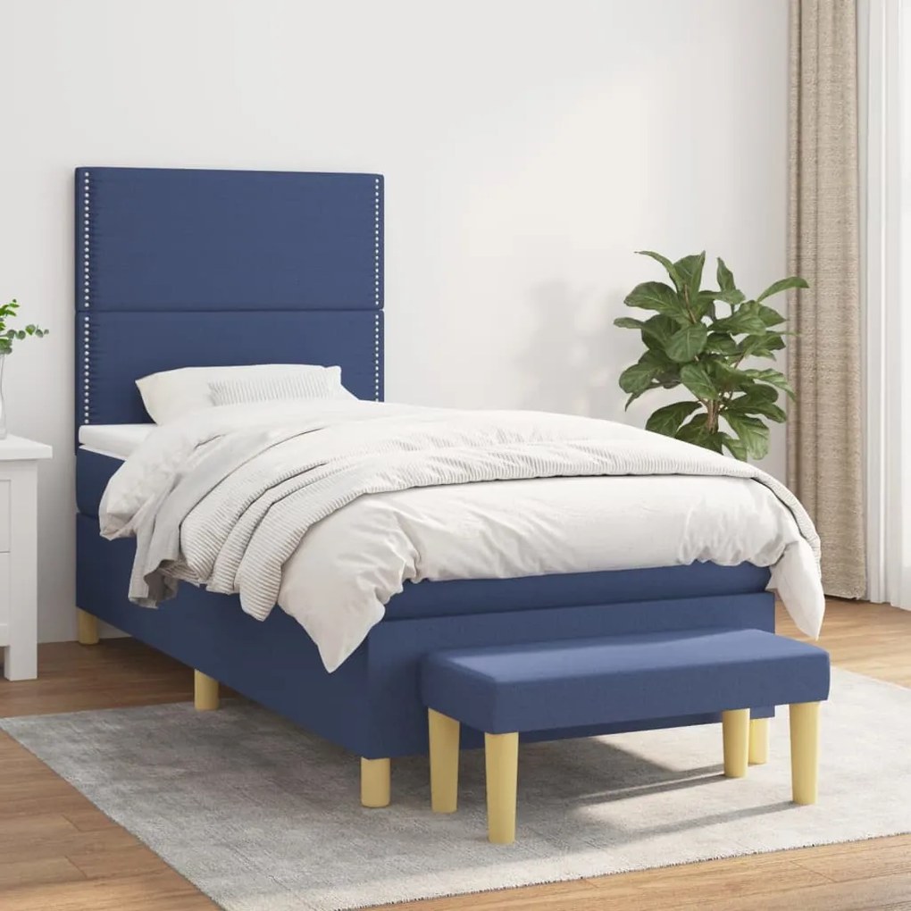 Giroletto A Molle Con Materasso Blu 90x190 Cm İn Tessuto /
