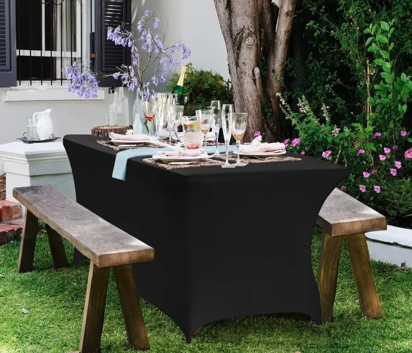 Tovaglia In Tela Cerata Effetto Lino – ANRO – Rotonda 100 Cm – Nero – Impermeabile E Antimacchia