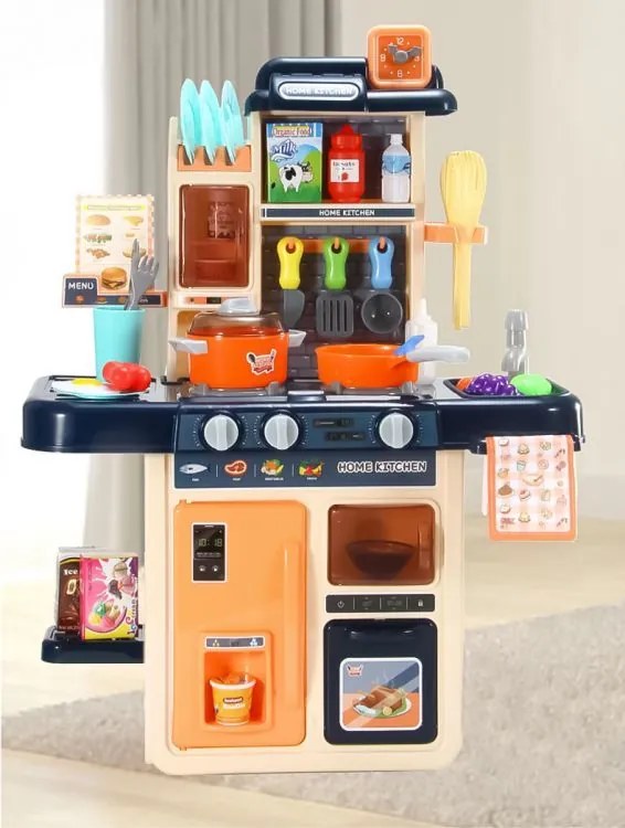 Cucina per bambini blu scuro con generatore di vapore + accessori