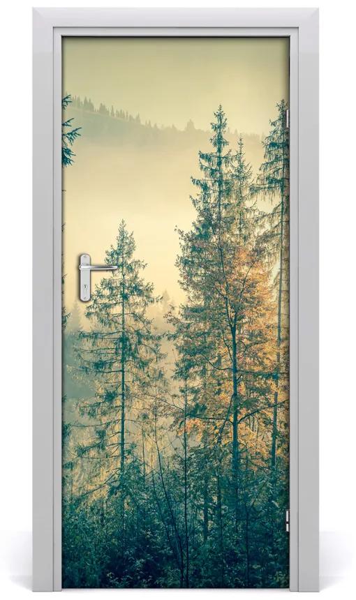 Poster adesivo per porta Nebbia sulla foresta 75x205 cm