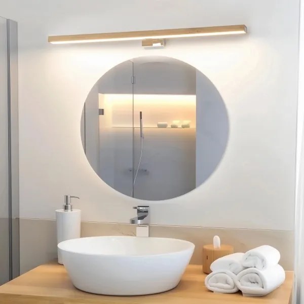 Brilagi-Illuminazione a LED per specchi da bagno WOODY MIRROR LED/15W/230V IP44 quercia/cromo