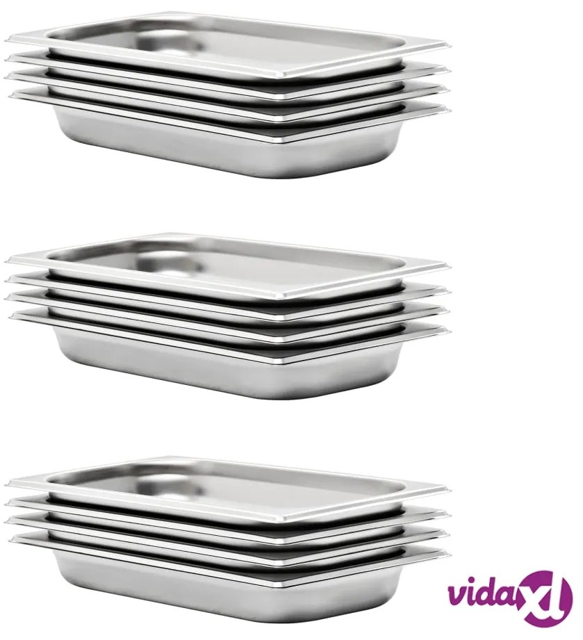 vidaXL Contenitori Gastronorm 12 pz GN 1/3 40 mm in Acciaio Inox