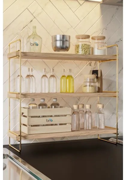 Organizzatore per scaffali 45x40 cm oro/marrone
