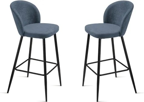 Sgabello in tesssuto Blu con struttura in metallo MEGGIE 2 pezzi