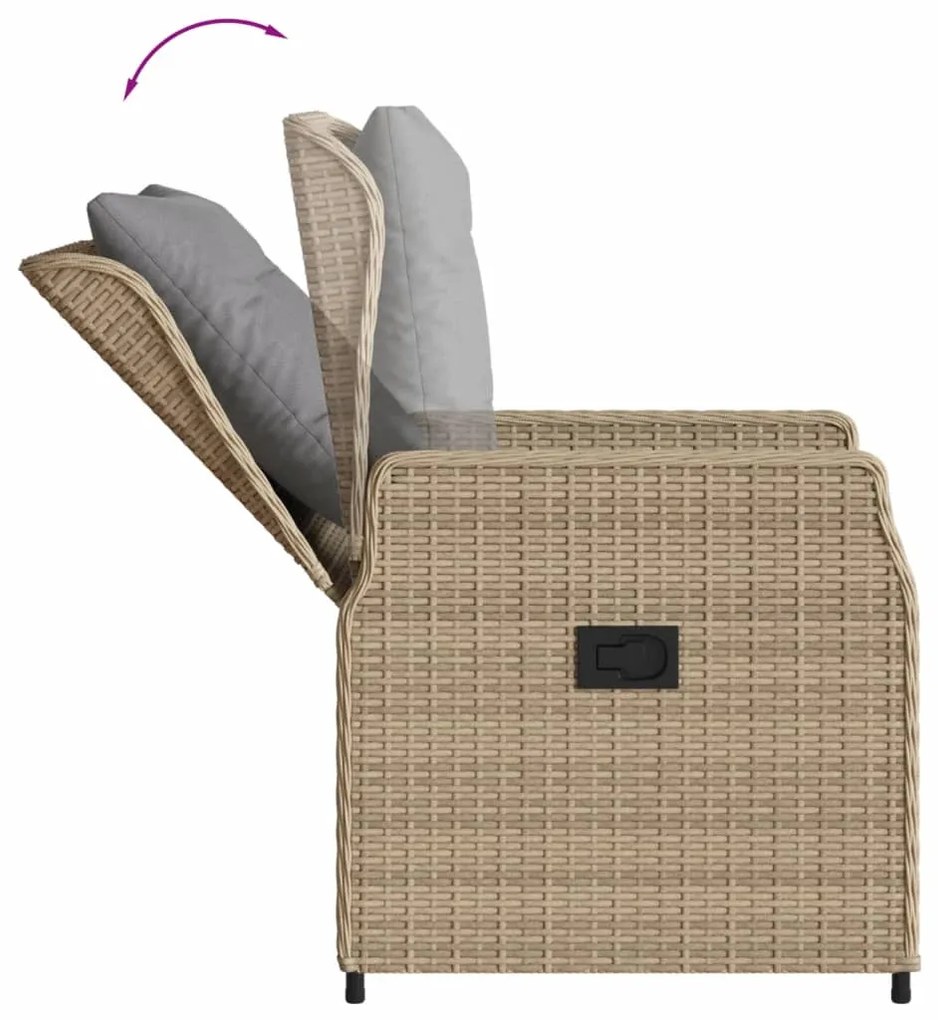 Set da pranzo da giardino 7 pz con cuscini beige in polyrattan