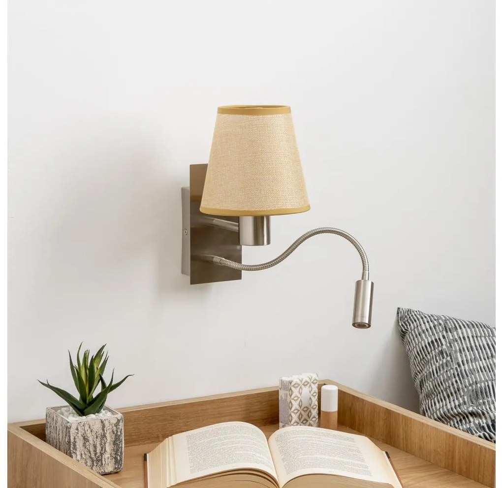 Brilagi - Applique a LED NUBILA 1xE27/25W/230V+LED/3W cromo/marrone chiaro