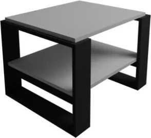 Tavolino Basso Da Salotto Stile Moderno 63x54x45 Axel Bianco E Antracite