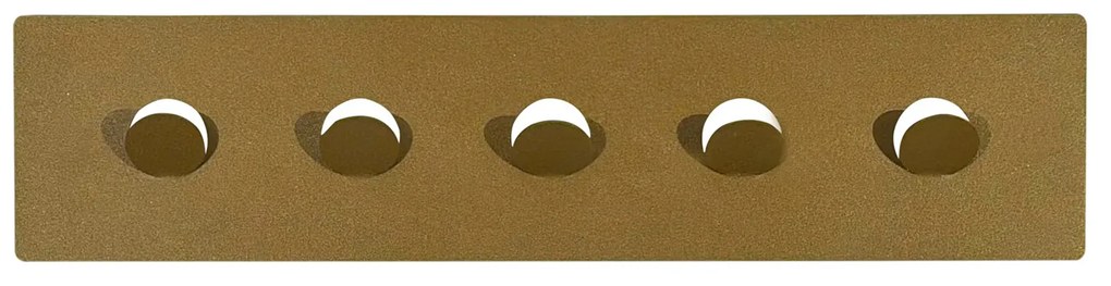 Appendiabiti da parete in metallo 5 ganci oro 47,5x11 cm