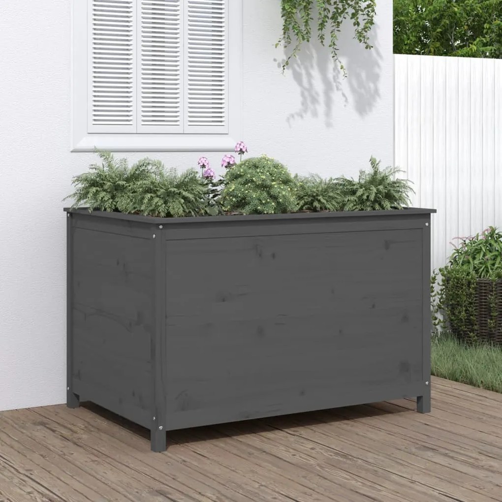 Fioriera Rialzata Giardino Grigia 119,5x82,5x78cm Massello Pino /