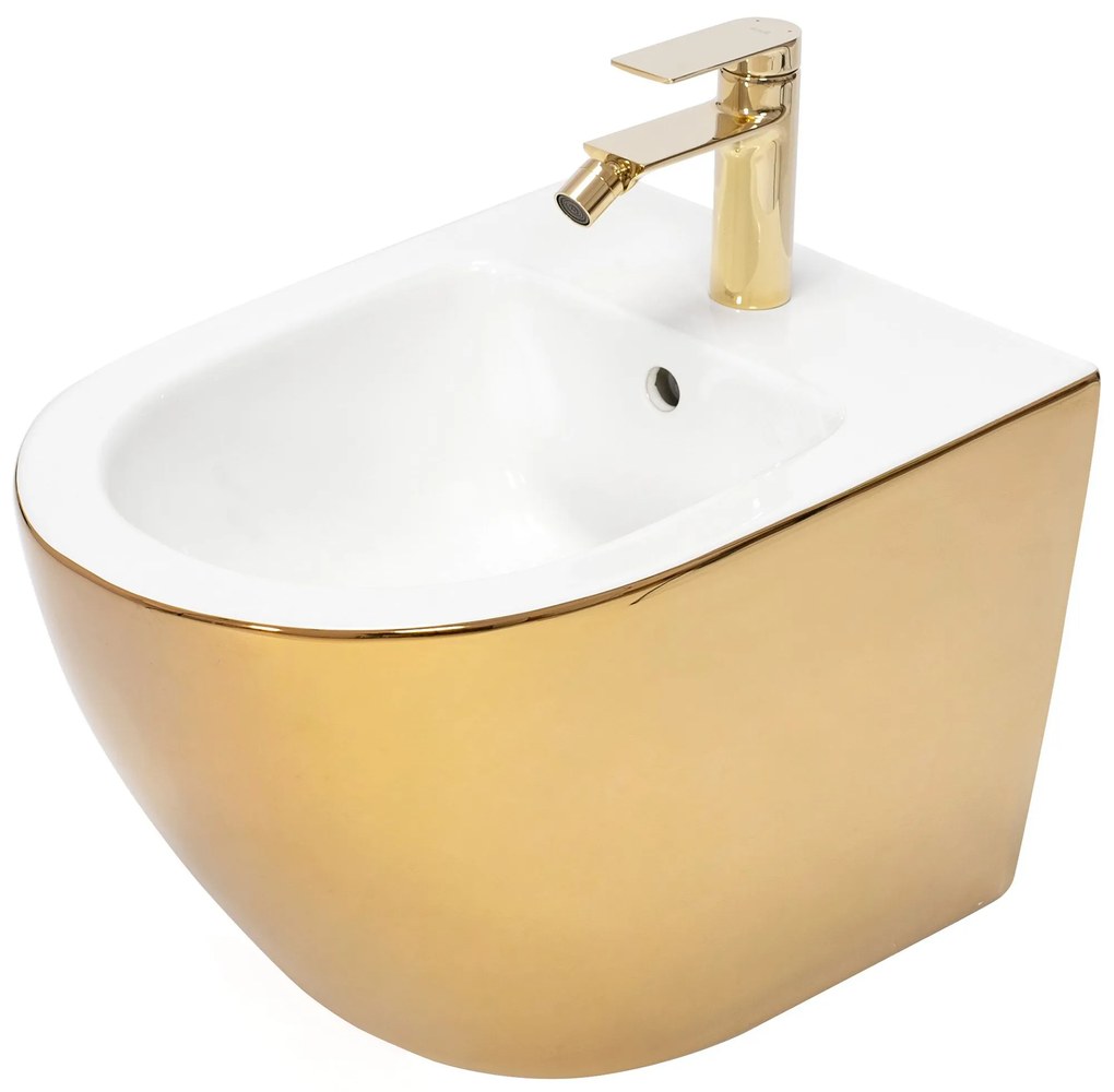 Set vaso WC CARLO Flat + bidet CARLO MINI GOLD/WHITE