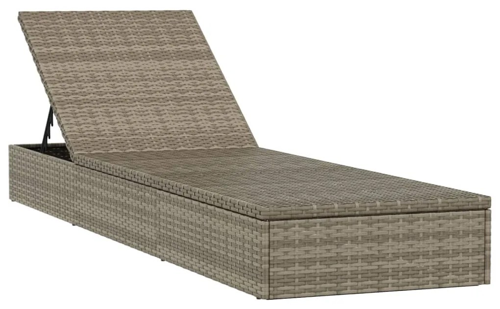 Lettino con cuscino grigio 201x55x62 cm in polyrattan