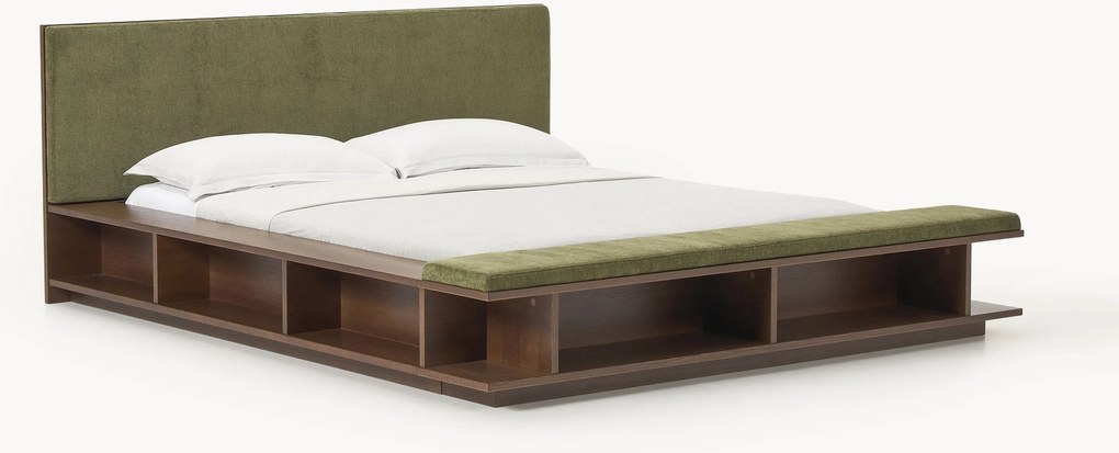 Letto in legno con panca e mensole laterali Clark