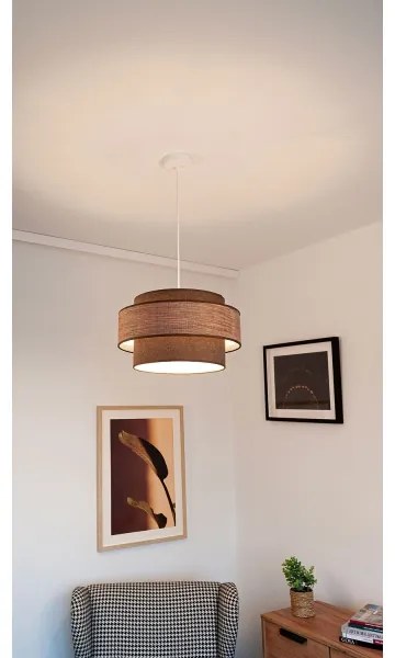 Lampadario a sospensione con filo GRACE 1xE27/60W/230V diametro 40 cm marrone/beige