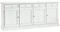 Madia credenza arte povera 4 porte legno bianco 205x42x86