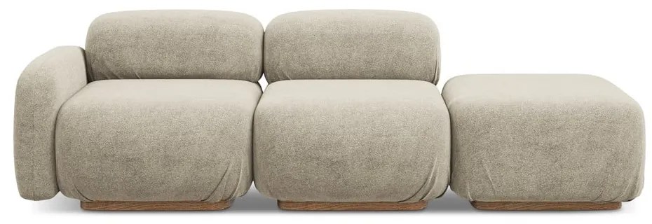 Chaise lounge componibile beige (con penisola a destra) con rivestimento in bouclé Ailani – Makamii