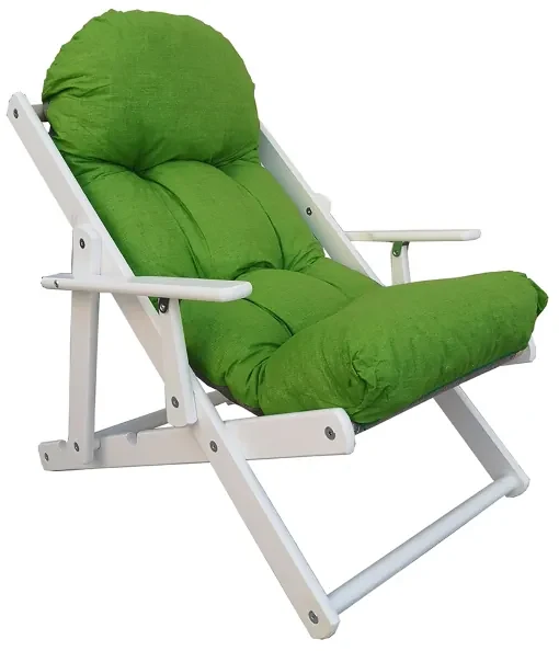 Poltrona Relax Pieghevole In Legno - 3 Posizioni, Cuscino Imbottito, Telaio Laccato Tortora, Made In Italy - Foto 10