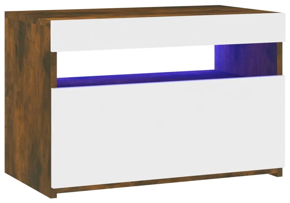 Mobile Porta TV con Luci LED Rovere Fumo 60x35x40 cm