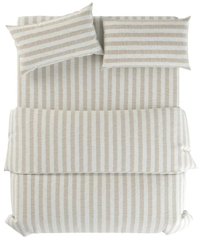 Set copripiumino e federa grigio chiaro/color crema in lino per letto singolo 135x200 cm Natural Stripes – Native Natural